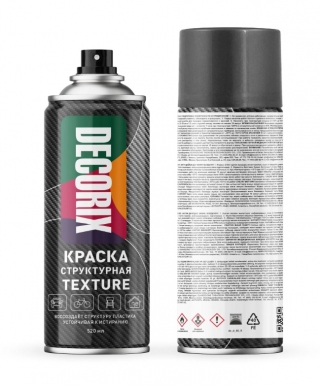 Аэрозольная структурная краска TEXTURE DECORIX, чёрный / серый текстурный, 520 мл