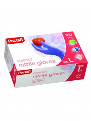 Перчатки одноразовые Paclan "Contact" латексные, 100шт., картон. коробка Размер L