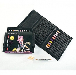 Набор маркеров Copic CIAO "Witch" в пенале, двусторонние с кистью, 12 цветов