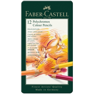 Цветные карандаши Faber-Castell Polychromos профессиональные, набор 12 цветов