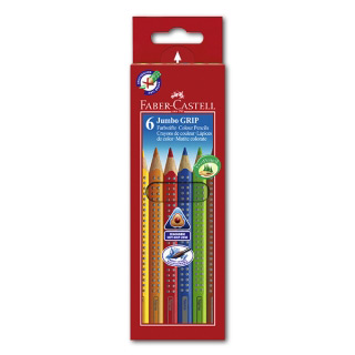 Цветные акварельные карандаши FABER-CASTELL Jumbo Grip, 6 цветов, грифель 3,8 мм