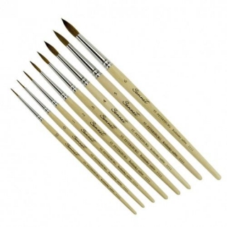 Круглые кисти колонок микс Сонет, короткая ручка, №00-№6