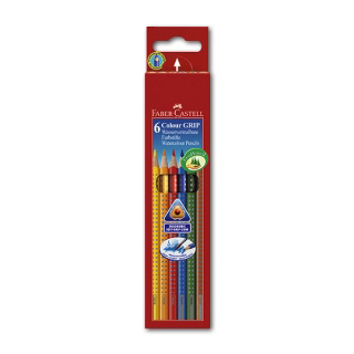Цветные акварельные карандаши FABER-CASTELL Colour Grip 2001 трехгранные, 6 цветов