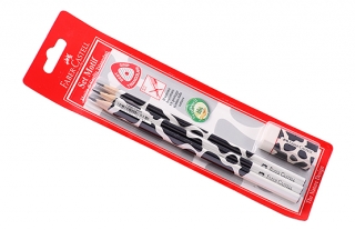 Чернографитные карандаши Faber-Castell Triangular, набор: 3 карандаша (твердость B) и ластик