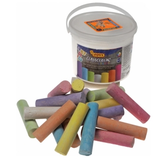 Мел цветной Jovi, набор 20 шт., для рисования на асфальте, круглый, пластиковое ведро