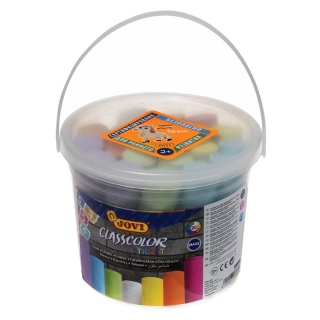 Мел цветной Jovi, набор 20 шт., для рисования на асфальте, круглый, пластиковое ведро