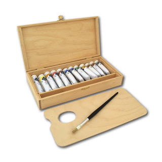 Набор масляных красок «Мастер-Класс» НЕВСКАЯ ПАЛИТРА в деревянном пенале, 12 цветов по 18 мл