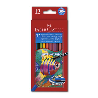 Цветные акварельные карандаши FABER-CASTELL Colour Pencils, 12 цветов, с кисточкой