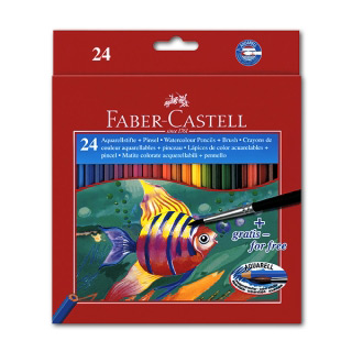 Цветные акварельные карандаши FABER-CASTELL Colour Pencils, 24 цвета, с кисточкой
