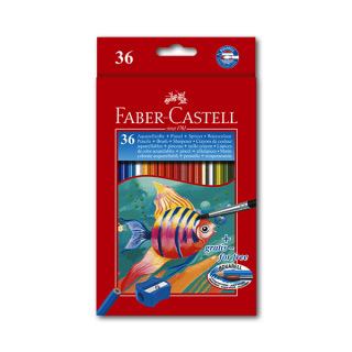 Цветные акварельные карандаши Faber-Castell Colour Pencils, 36 цветов, с кисточкой