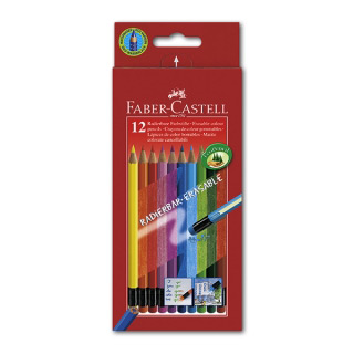 Цветные карандаши Faber-Castell Colour Pencils  шестигранные, 12 цветов, с ластиками