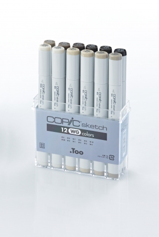 Набор скетч-маркеров Copic Sketch Warm Gray теплые серые тона, 12 цветов