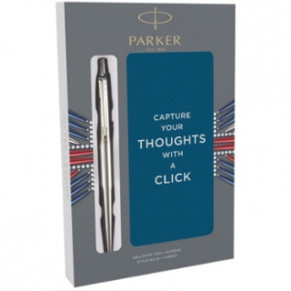 Набор Parker: ручка шариковая "Jotter Stainless Steel CT", 1,0мм и записная книжка, подар. уп.