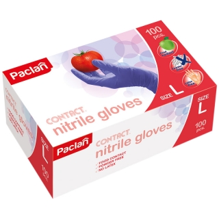 Перчатки нитриловые Paclan "Practi", синие, 100шт., картон. коробка