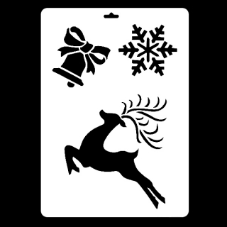 Гибкий трафарет Сонет НЕВСКАЯ ПАЛИТРА, Олень, колокольчик, снежинка, 22х31 см