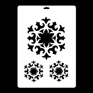Гибкий трафарет Сонет НЕВСКАЯ ПАЛИТРА, Орнаментальная розетка - Снежинка, 22х31 см
