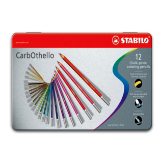 Цветная пастель CarbOthello STABILO для рисования, в карандашах, 12 цветов в наборе
