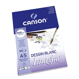 Альбом для графики Canson Imagine 200г/кв.м 14.8*21см 50листов Мелкое зерно склейка по короткой стороне