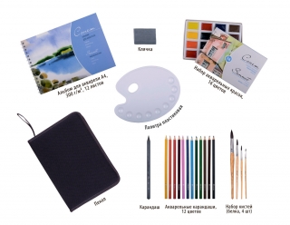 Художественный набор для пленэра "Акварель" Сонет Невская палитра, 22 предмета