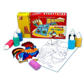 Витражные краски по стеклу для съемных аппликаций «Витраж» Луч, 10 цветов