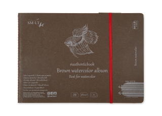 Скетчбук для акварелиSM-LT Art  Authenticbook Watercolor Brown 280г/м2 (целлюлоза) 24.5х17.6см 12л коричневая бумага сшитый