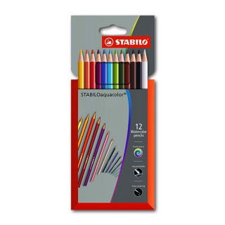 Цветные акварельные карандаши STABILOaquacolor для рисования, набор 12 цветов