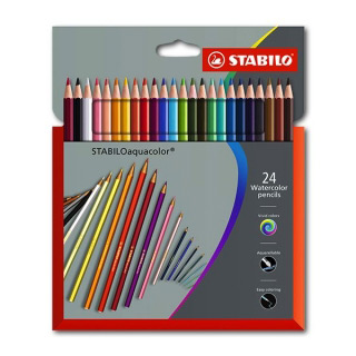 Цветные акварельные карандаши STABILOaquacolor для рисования, набор 24 цвета