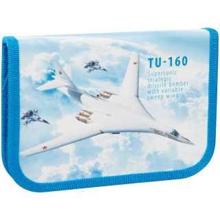 Пенал 1 отделение, 190*130 ArtSpace "Военные самолеты", дополнительная откидная секция, ткань