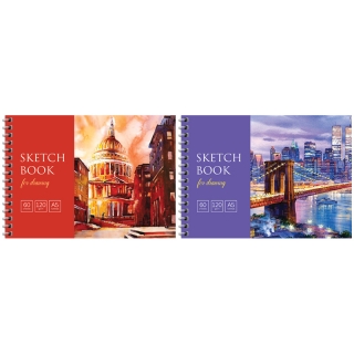 Скетчбук-блокнот для эскизов и зарисовок 60л. А5 на гребне ArtSpace "Городской пейзаж", 120г/м2