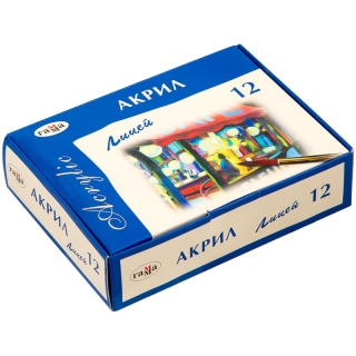 Краски акриловые Гамма "Лицей", 12 цветов, 20мл, картон