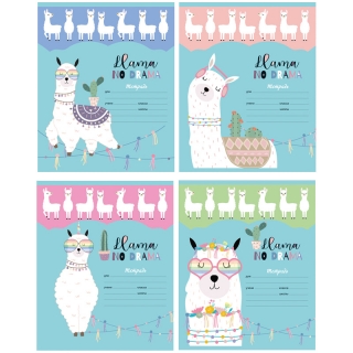 Тетрадь 12 листов, клетка BG "Lama", блестки