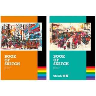 Скетчбук 96л. А5 7БЦ BG "Магия цвета", матовая ламинация, салатовый блок