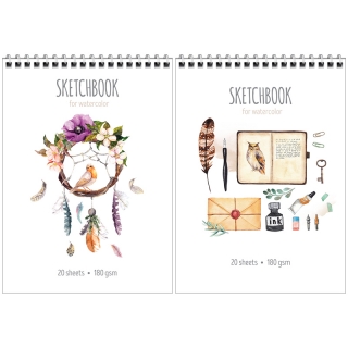 Скетчбук-блокнот для акварели 20л. А5 на гребне ArtSpace "My favorite things", 180г/м2