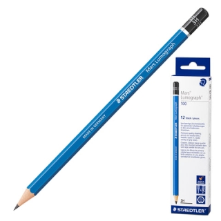 Карандаши чернографитные "Mars Lumograph" Staedtler твердость 3H, грифель 2,5 мм, 100-3H