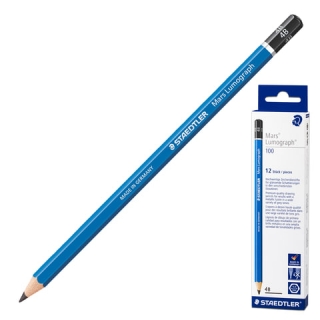 Карандаши чернографитные "Mars Lumograph" Staedtler твердость 4B, грифель 2,5 мм, 100-4B