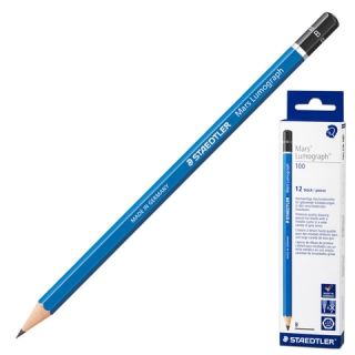 Карандаши чернографитные "Mars Lumograph" Staedtler твердость B, грифель 2,5 мм, 100-B