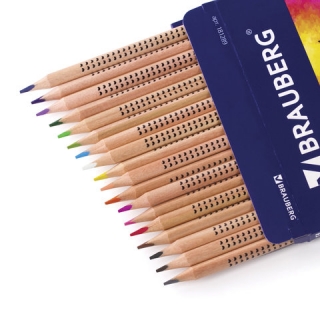 Карандаши цветные Brauberg "Цветы", набор 18 цветов, трехгранные, лакированное дерево