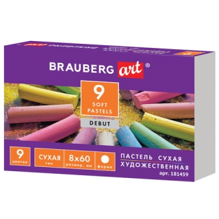 Пастель сухая художественная "Debut" Brauberg Art, 9 цветов, круглое сечение