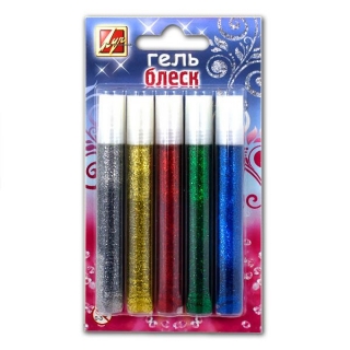 Гель с блестками "Блеск" ЛУЧ для украшения и декора, 5 цветов по 10 мл