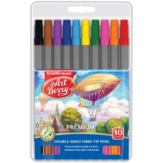 Фломастеры двусторонние ArtBerry "Easy Washable", 10цв., 10шт., смываемые, блистер