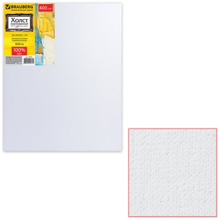 Холст на подрамнике Brauberg Art "Premiere",  400 г/кв.м, 40х50 см, грунтованный, 100% лен, среднее зерно