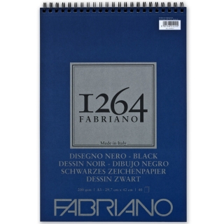 Альбом для графики BLACK 1264 Fabriano, А3 200 г/м2, 40 л. черная бумага, спираль по короткой стороне