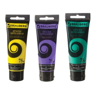 Краски акриловые художественные Brauberg Art "Debut", набор 8 цветов, 24 тубы по 75 мл