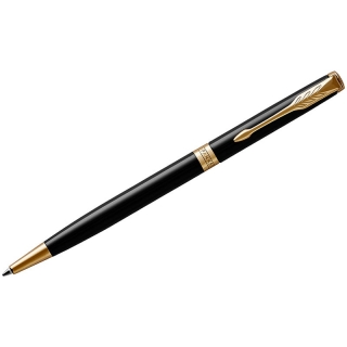 Ручка шариковая Parker "Sonnet Black Lacquer GT Slim" черная, 1,0мм, поворот., подар. уп.