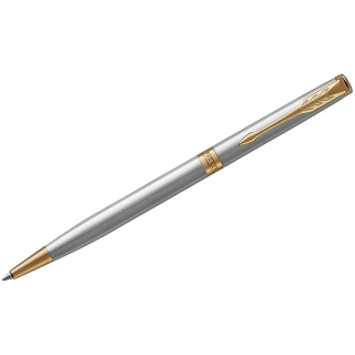 Ручка шариковая Parker "Sonnet Stainless Steel GT Slim" черная, 1,0мм, поворот., подар. уп.