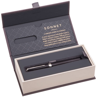 Ручка-роллер Parker "Sonnet Matte Black CT" черная, 0,8мм, подарочная уп.