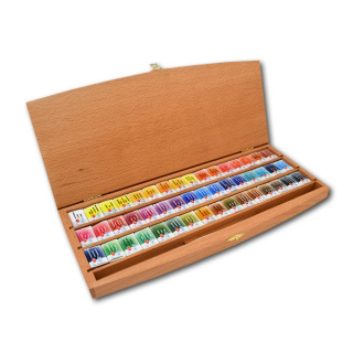 Подарочный набор акварели «Белые ночи» НЕВСКАЯ ПАЛИТРА в шкатулке, 48 цветов и кисть