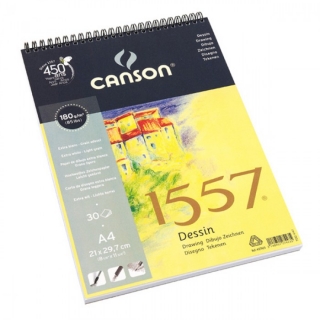 Альбом для графики Canson 1557 Dessin Ja 180г/кв.м 21*29.7см 30листов Малое зерно спираль по короткой стороне