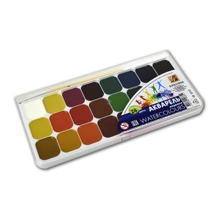 Акварель медовая "Классика" ЛУЧ, набор 24 цвета, с кистью