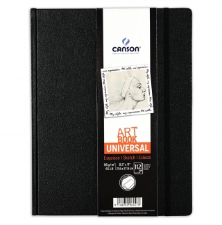 Блокнот для зарисовок Canson Universal 96г/кв.м 21.6*27.9см 112листов твердая обложка застежка-резинка черный